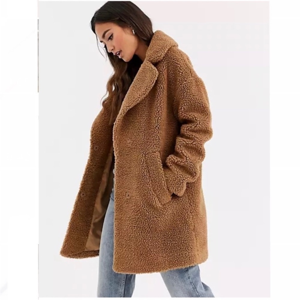 Abercrombie & Fitch oversized Brown Teddy Coat Size S